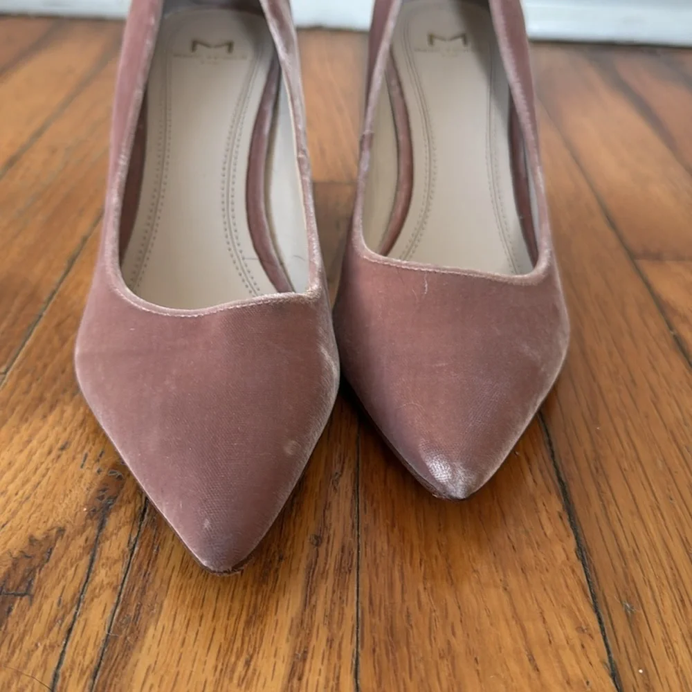 Women's Marc Fisher Zack Velvet & Glitter Pink Block Heel Pumps 7 - Picture 5 of 9